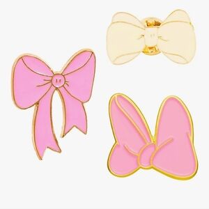 Pink and Cream Bow Kids Accessories Enamel Pin Set